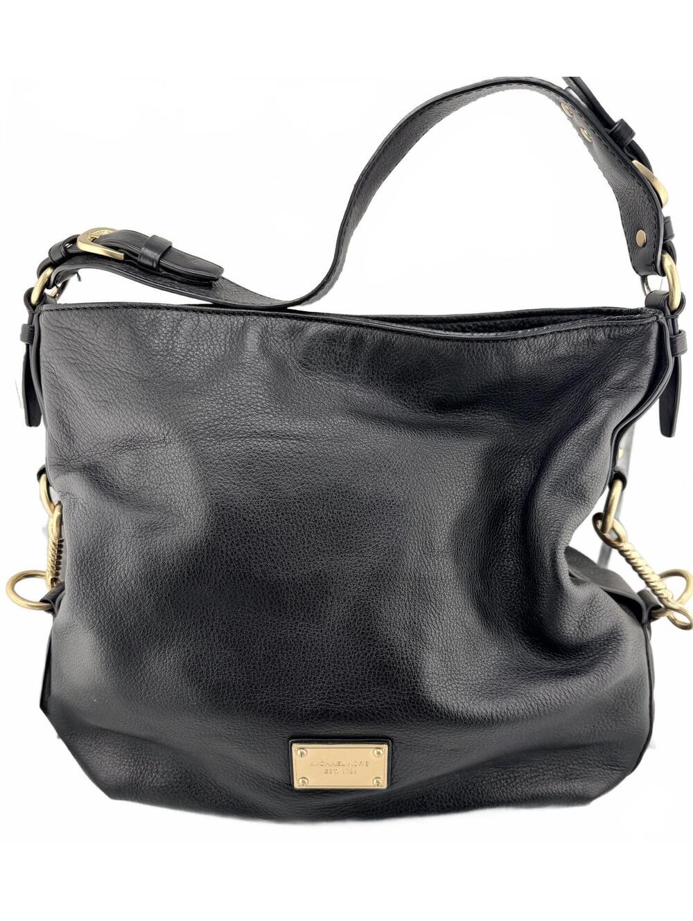 Michael Kors Black Leather Shoulder Bag‎ Gold Hardware Medium